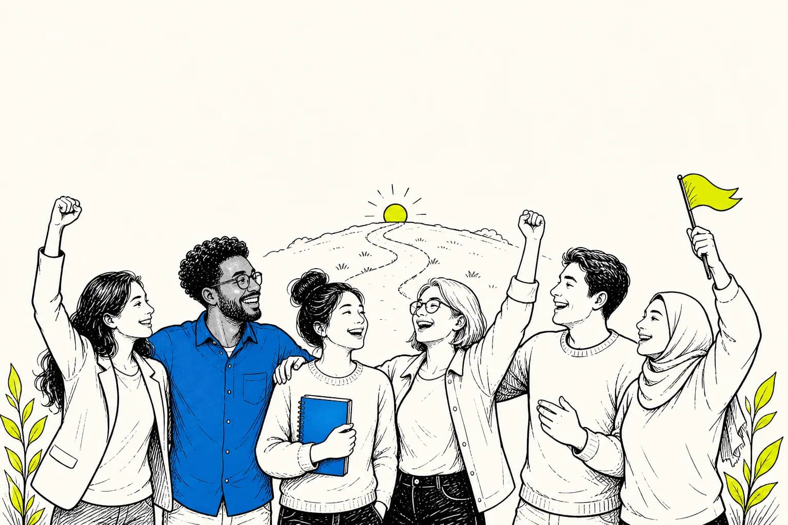 A group of people celebrating the progress they have made together